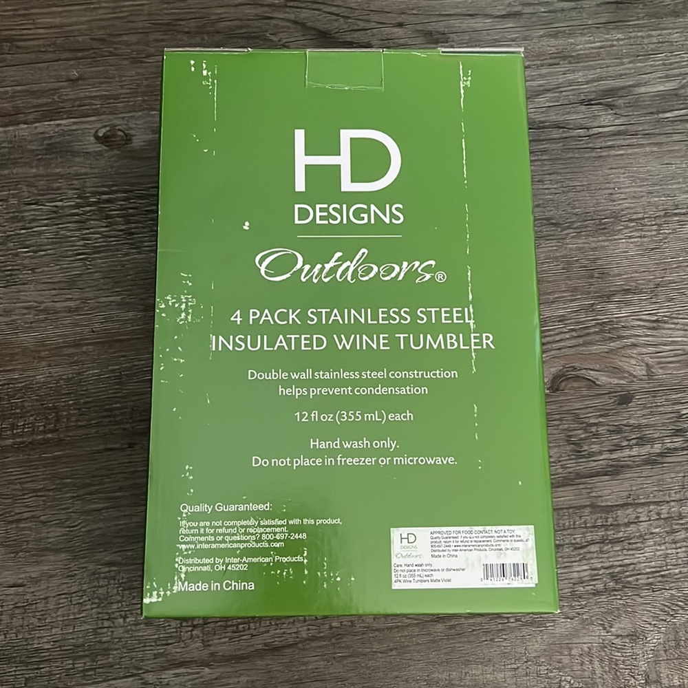 NWT HD Designs Insulated Wine Tumblers set of 4 and FREE GIFT - Picture 4 of 8